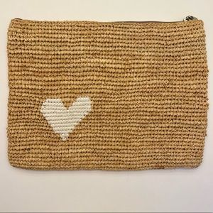 Heart Clutch - Raffia / Wicker Bag - Heart bag